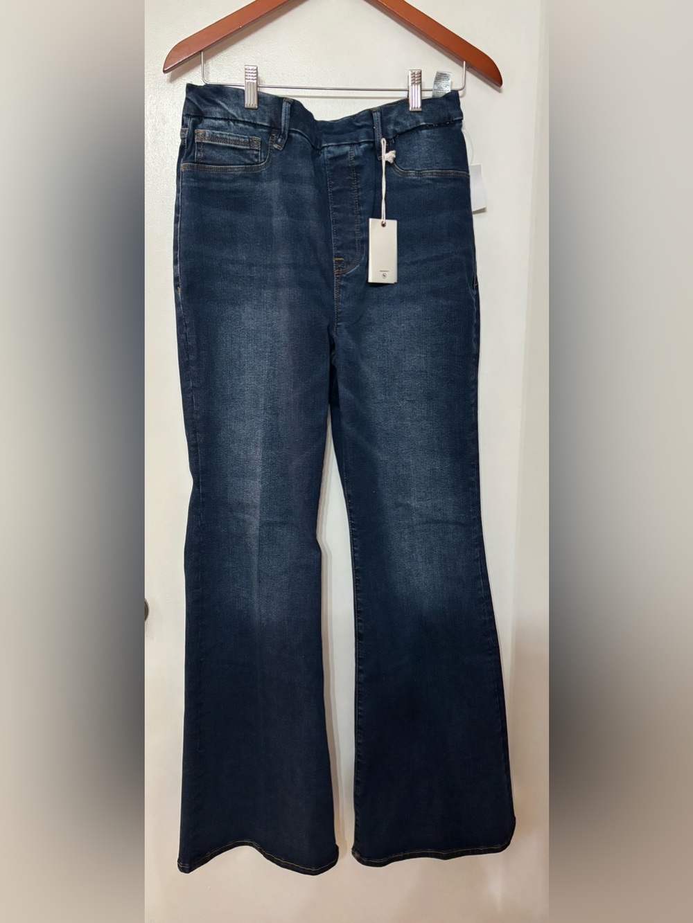 Good American Women Power Stretch Pull-On Flare Jeans Size XL